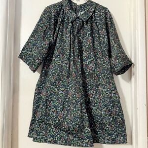 Kika Vargas Floral Mini Dress Short Sleeve Peter Pan Collar Cottagecore Romantic